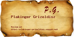 Plakinger Grizeldisz névjegykártya